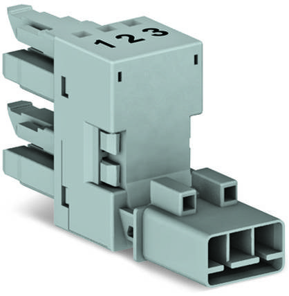 WAGO Netz-H-Verteiler Netz-Stecker - Netz-Buchse, Netz-Buchse Gesamtpolzahl: 3 Grau 50 St.