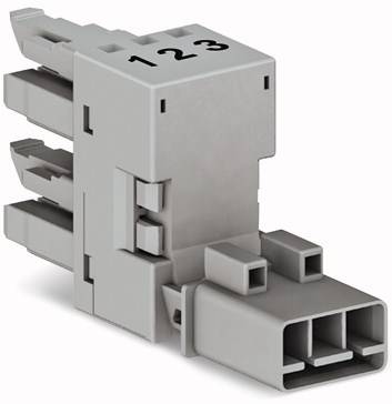 WAGO Netz-H-Verteiler Netz-Stecker - Netz-Buchse, Netz-Buchse Gesamtpolzahl: 3 Grau 50St.