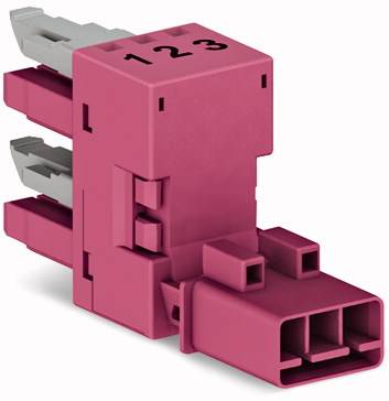 WAGO Netz-H-Verteiler Netz-Stecker - Netz-Buchse, Netz-Buchse Gesamtpolzahl: 3 Pink 50 St.