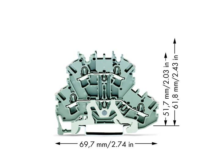 WAGO 2002-2228 Doppelstock-Durchgangsklemme 5.20mm Zugfeder Belegung: L Grau 50St.
