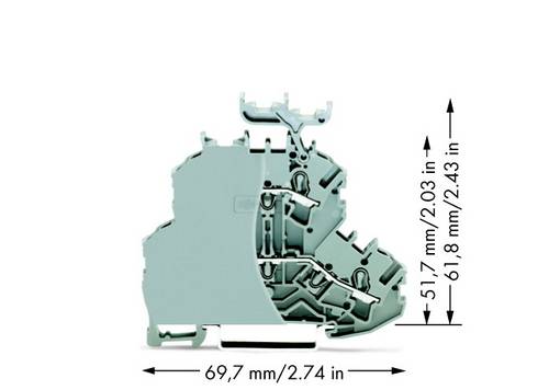 WAGO 2002-2231/099-000 Doppelstock-Durchgangsklemme 6.20 mm Zugfeder Belegung: L, L Grau 50 St.