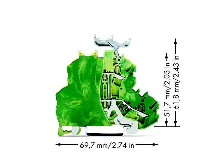 WAGO 2002-2237/099-000 Doppelstock-Schutzleiterklemme 6.20mm Zugfeder Belegung: PE Grün, Gelb 50St.