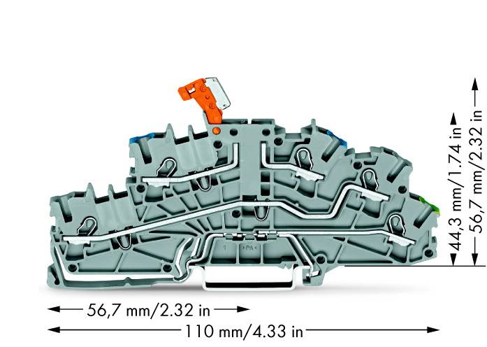 WAGO 2003-6641 Installationsetagenklemme 5.20mm Zugfeder Belegung: NT, L, PE Grau 50St.