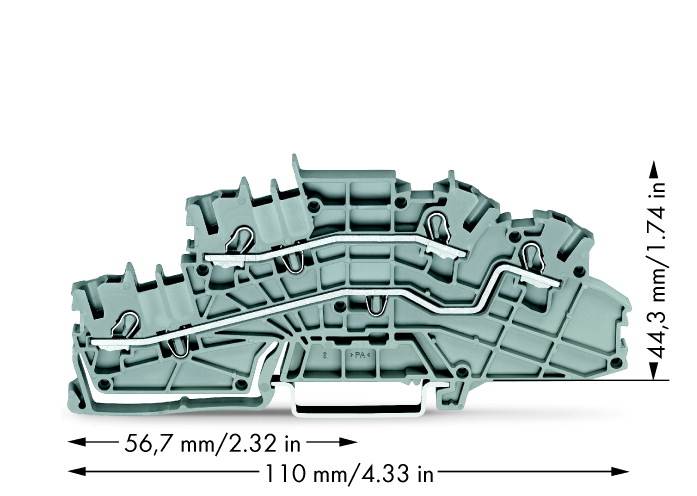 WAGO 2003-6642 Installationsetagenklemme 5.20mm Zugfeder Belegung: L, L Grau 50St.
