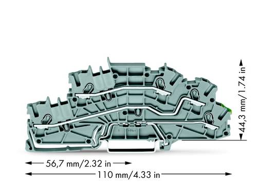 WAGO 2003-6645 Installationsetagenklemme 5.20 mm Zugfeder Belegung: L, L, PE Grau 50 St.