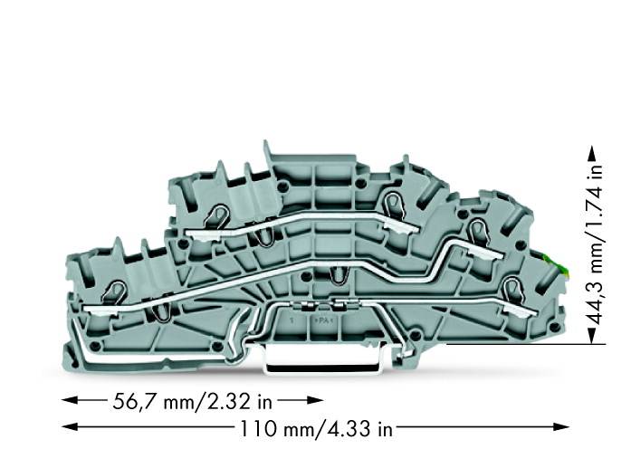 WAGO 2003-6645 Installationsetagenklemme 5.20mm Zugfeder Belegung: L, L, PE Grau 50St.