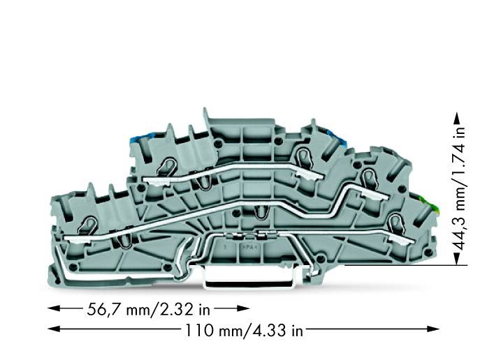 WAGO 2003-6646 Installationsetagenklemme 5.20mm Zugfeder Belegung: N, L, PE Grau 50St.