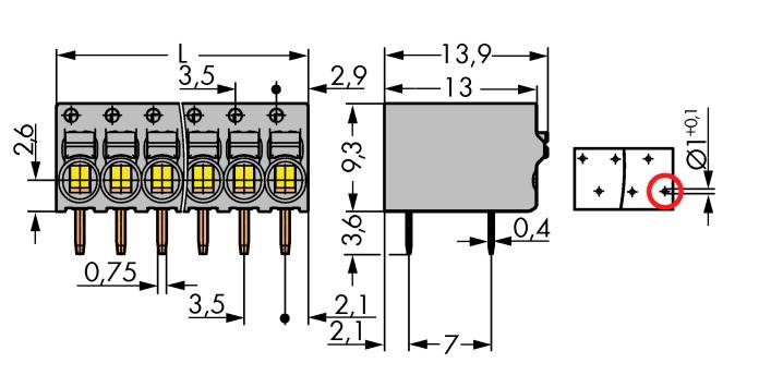 WAGO 2081-1226 Federkraftklemmblock 1 mm² Polzahl (num) 6 Grau 120 St.