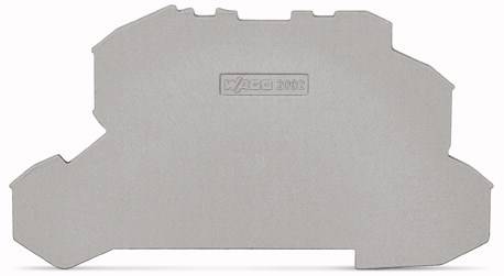 Ein graues Gehäuse- oder Abdeckungselement mit dem eingravierten Logo 'Wago'. Die Form wirkt unregelmäßig und technisch.