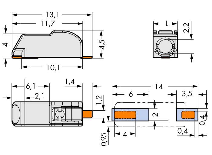 WAGO 2060-451/998-404-1500 Federkraftklemmblock 0.75mm² Polzahl 1 Lichtgrau 1500St.