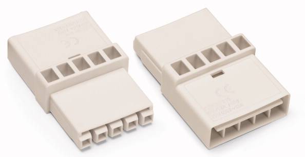 WAGO Netz-Zwischenkupplung Netz-Stecker - Netz-Buchse Gesamtpolzahl: 5 Weiß 50St.