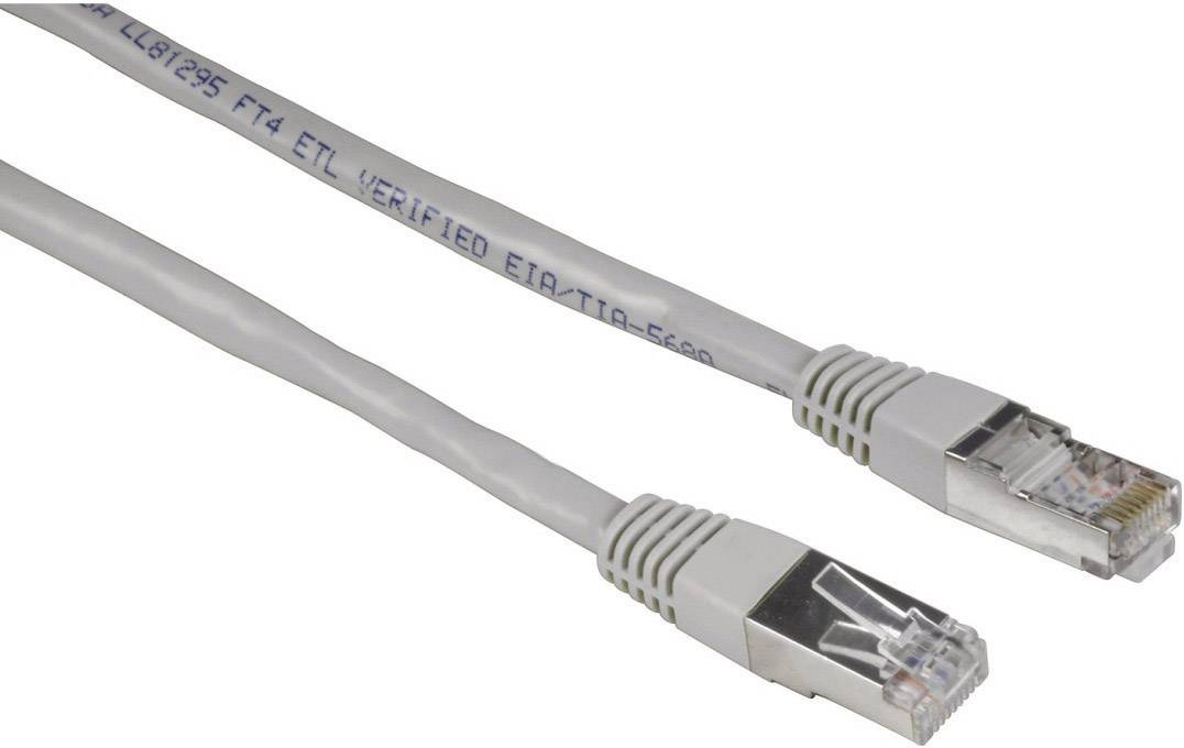 Hama 30598 RJ45 Patchkabel CAT 5e S/STP 20.00 m Hellgrau mit Rastnasenschutz 1 St.