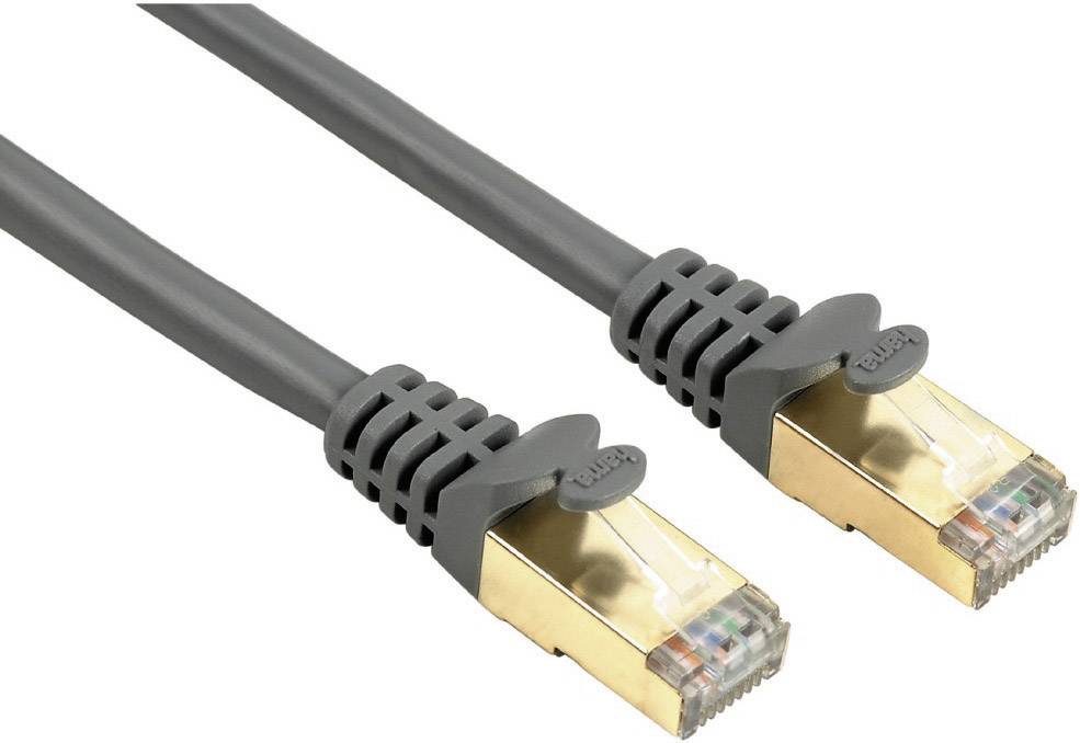 Hama 41898 RJ45 Netzwerkkabel, Patchkabel CAT 5e S/STP 10.00 m Grau mit Rastnasenschutz 1 St.