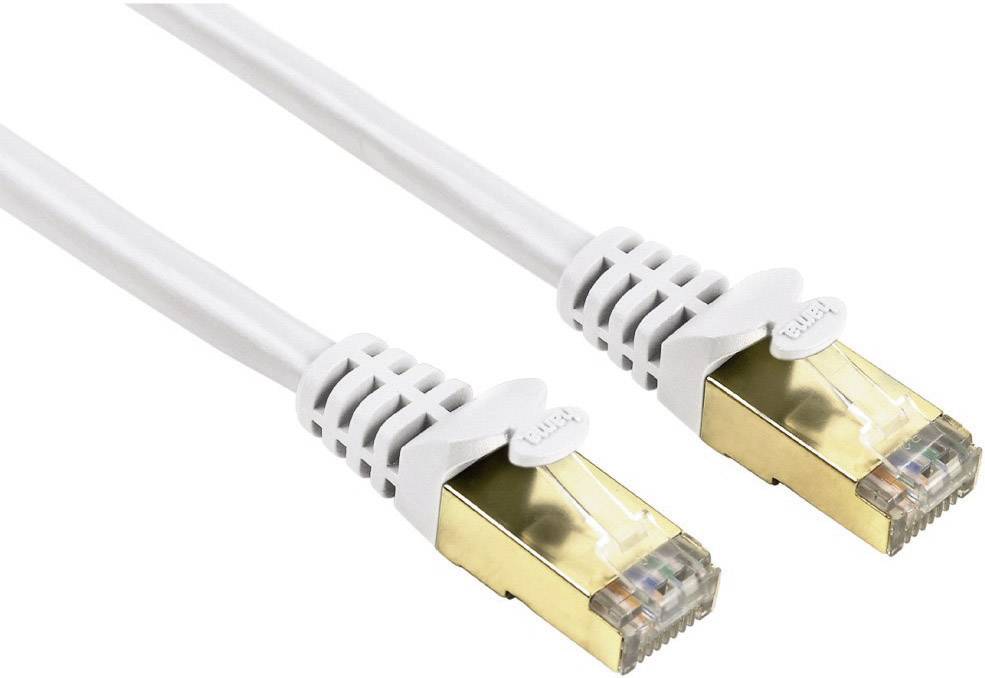 Hama 78410 RJ45 Netzwerkkabel, Patchkabel CAT 5e S/STP 10.00 m Weiß mit Rastnasenschutz 1 St.