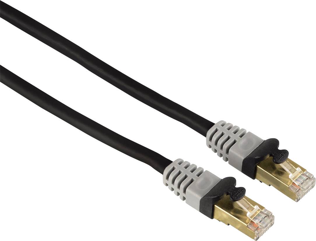 Hama 53756 RJ45 Netzwerkkabel, Patchkabel CAT 6 S/STP 1.50 m Schwarz mit Rastnasenschutz 1 St.