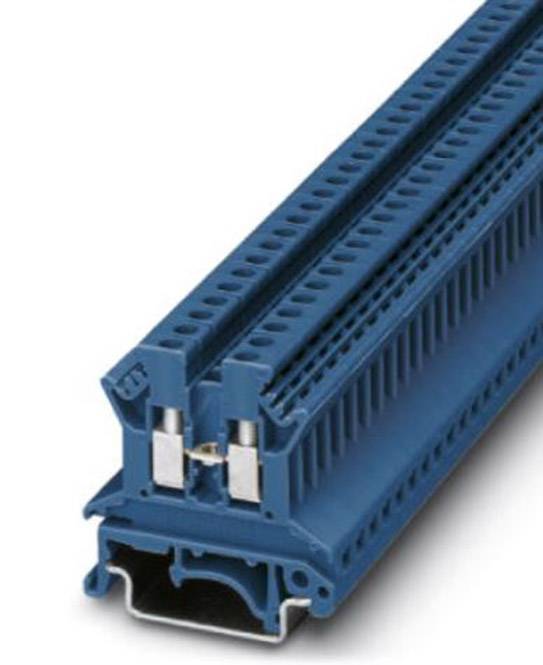 Blaues Reihenklemmenmodul, das elektrische Verbindungen ermöglicht. Geeignet für industrielle Anwendungen oder Schaltschränke.