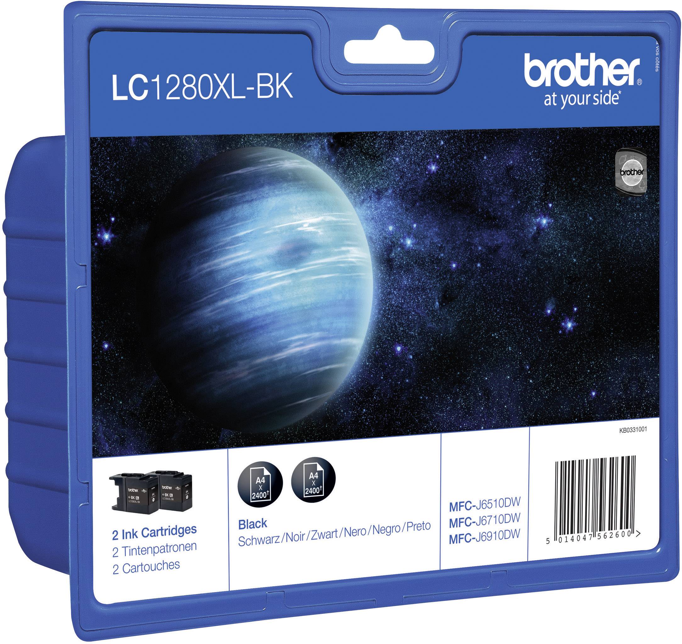 Brother Druckerpatrone LC-1280XLBK Original 2er-Pack Schwarz LC1280XLBKBP2DR