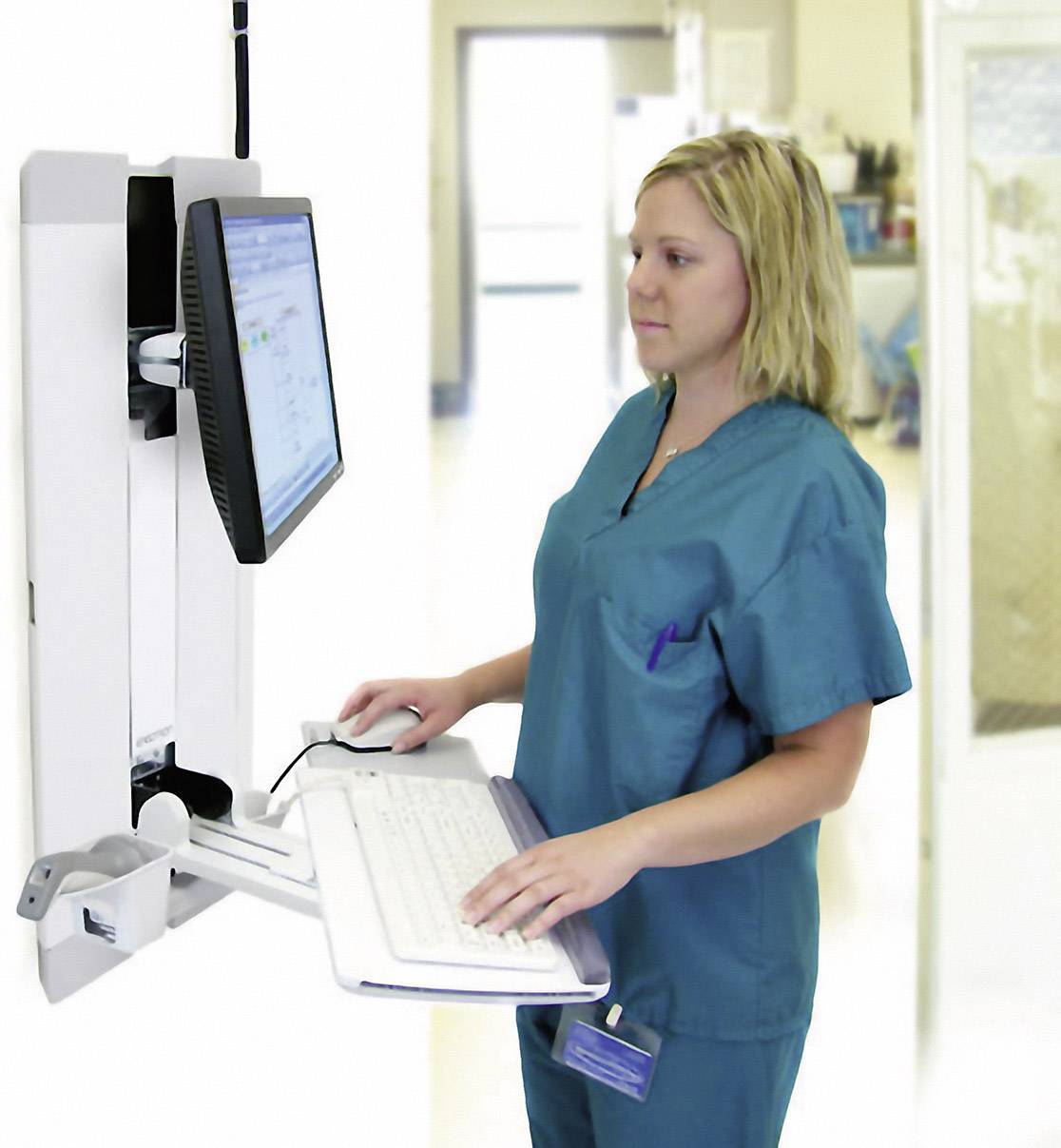 Ergotron StyleView Vertical Lift 1fach Monitor-Wandhalterung 25,4 cm (10") - 61 cm (24") Weiß Höhenverstellbar, Tastaturablage, Neigbar, Schwenkbar