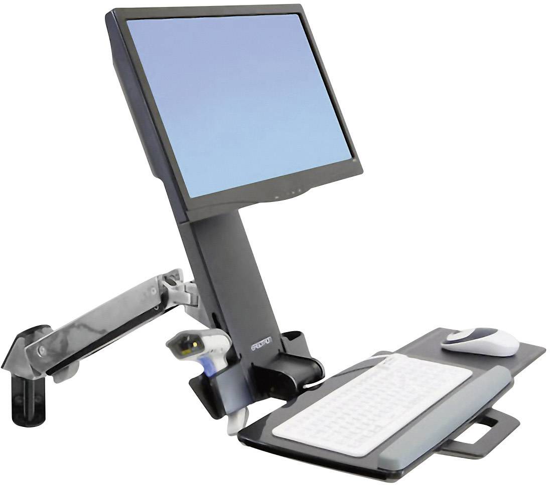 Ergotron StyleView Sit-Stand Combo Arm Monitor-Wandhalterung 1 Display(s) 25,4 cm (10") - 61 cm (24") Schwarz Tastaturablage, Neigbar, Schwenkbar