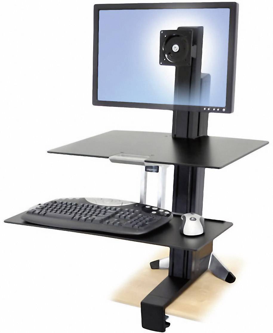 Ergotron WorkFit-S, Single HD with Worksurface+ Monitor-Tischhalterung 1 Display(s) 25,4 cm (10") - 76,2 cm (30") Schwarz Höhenverstellbar, Tastatur