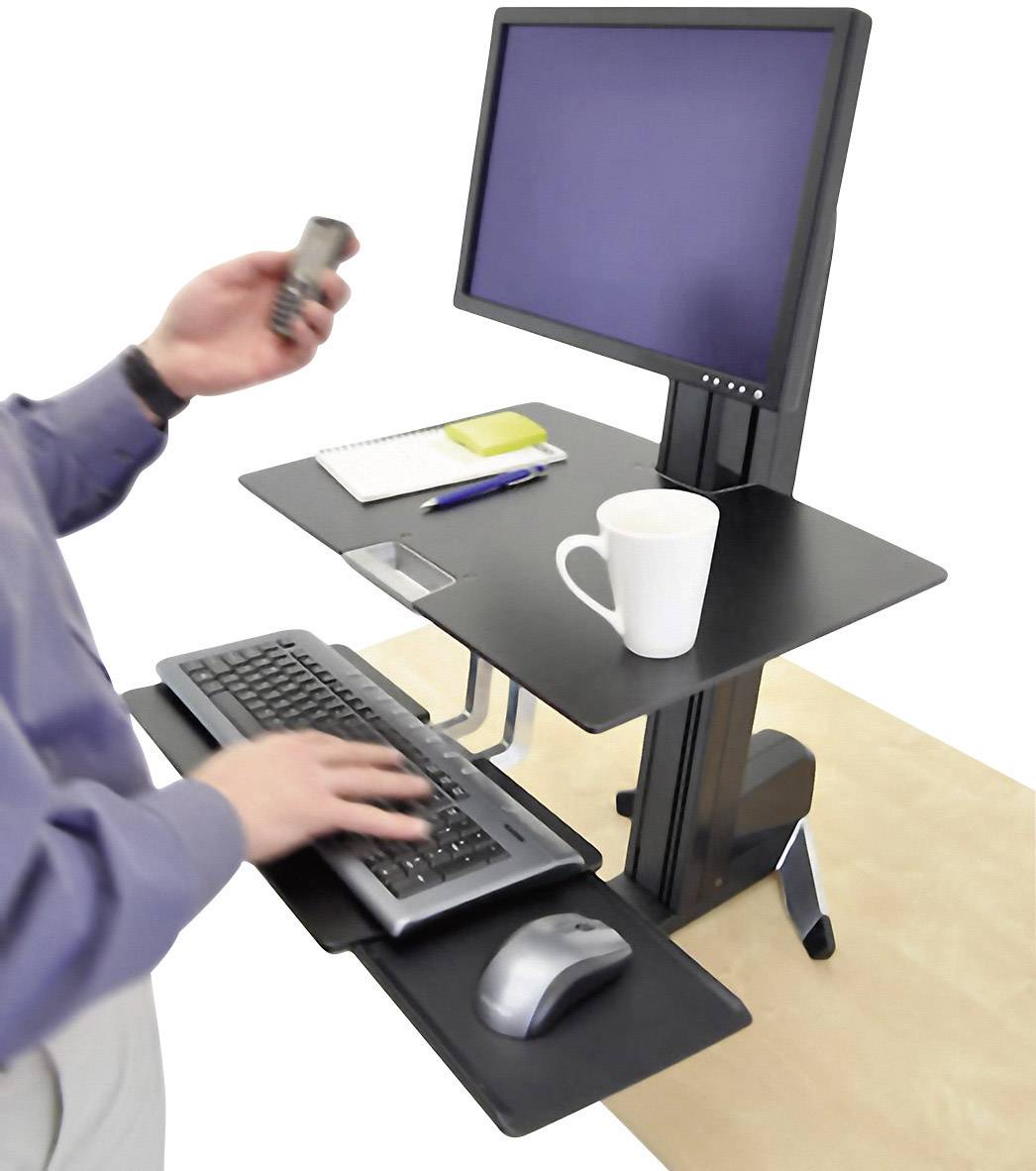 Ergotron WorkFit-S, Single HD with Worksurface+ Monitor-Tischhalterung 1 Display(s) 25,4 cm (10") - 76,2 cm (30") Schwarz Höhenverstellbar, Tastatur