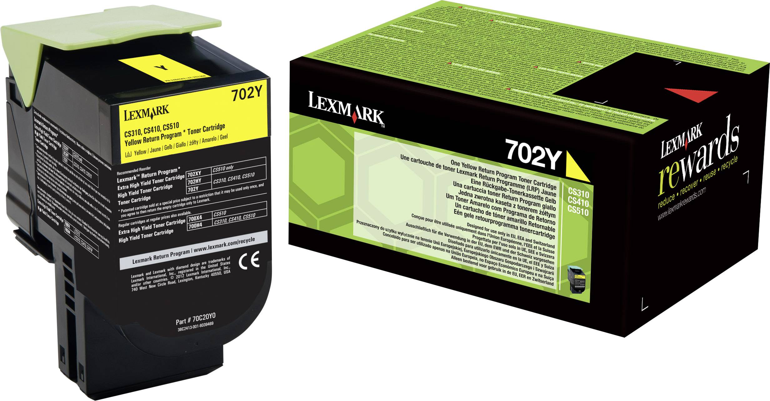 Lexmark Tonerkassette 702Y CS310 CS410 CS510 Original Gelb 1000 Seiten 70C20Y0
