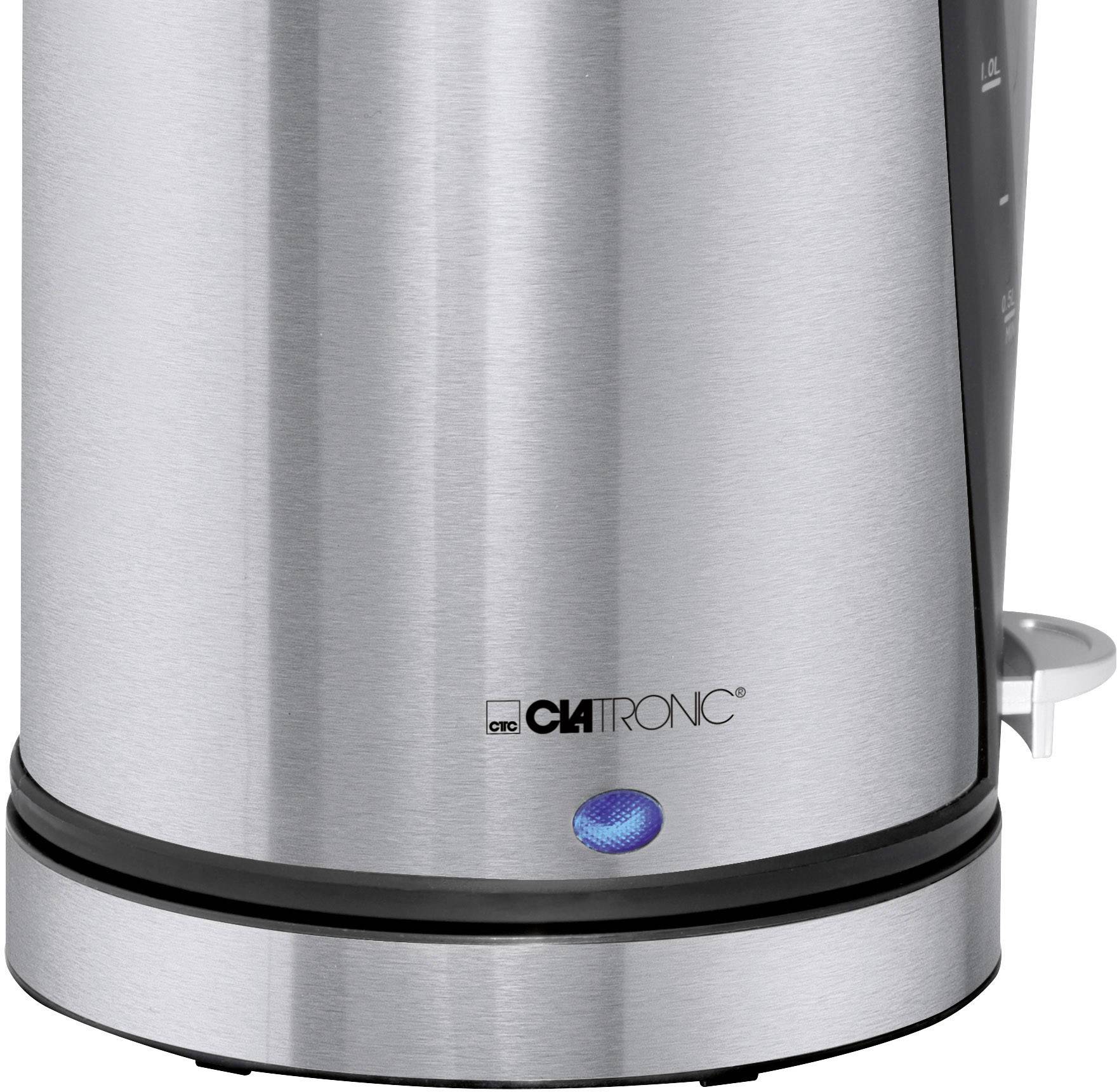 Clatronic WKS 3288 Wasserkocher schnurlos Silber (gebürstet), Schwarz