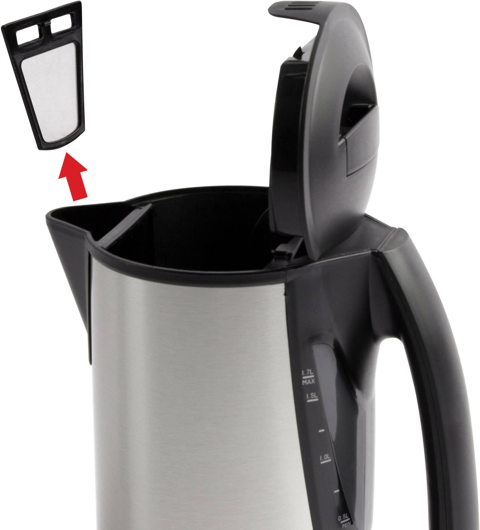 Clatronic WKS 3288 Wasserkocher schnurlos Silber (gebürstet), Schwarz