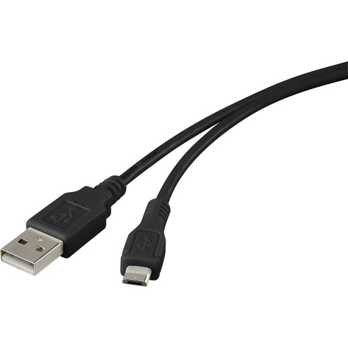 Renkforce USB-Kabel USB 2.0 USB-A Stecker, USB-Micro-B Stecker 1.00m Schwarz vergoldete Steckkontakte RF-4316220