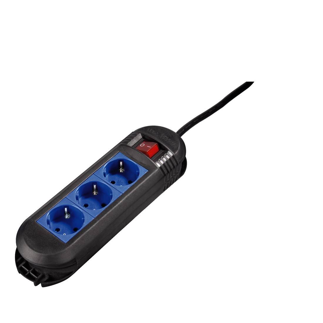Hama 00047884 Steckdosenleiste mit Schalter 3fach Schwarz, Blau Schutzkontakt 1St.