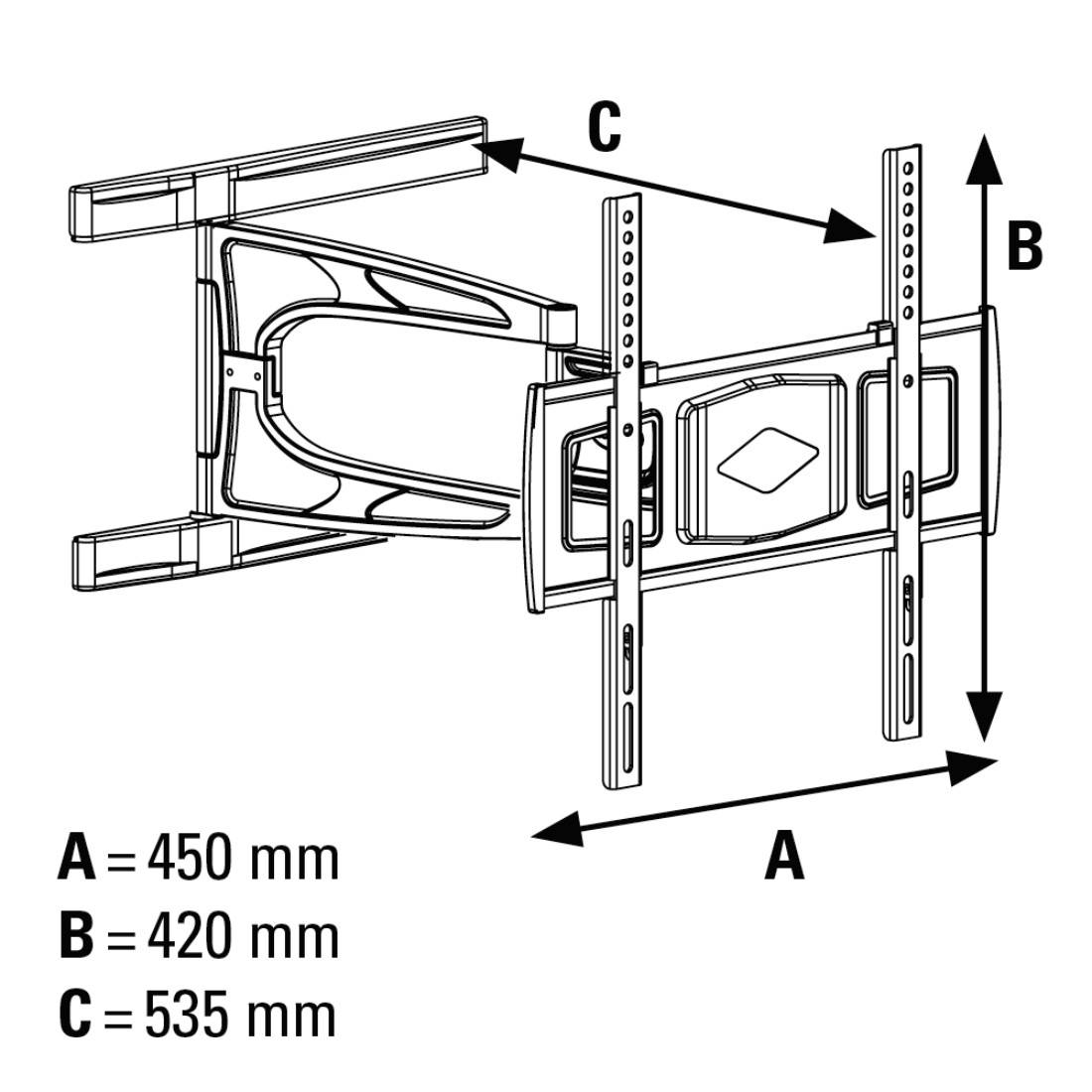 Hama 00108749 FULLMOTION "Ultraslim" TV-Wandhalterung Ausziehbar 58,4 cm (23") - 139,7 cm (55") Neigbar+Schwenkbar, Rotierbar
