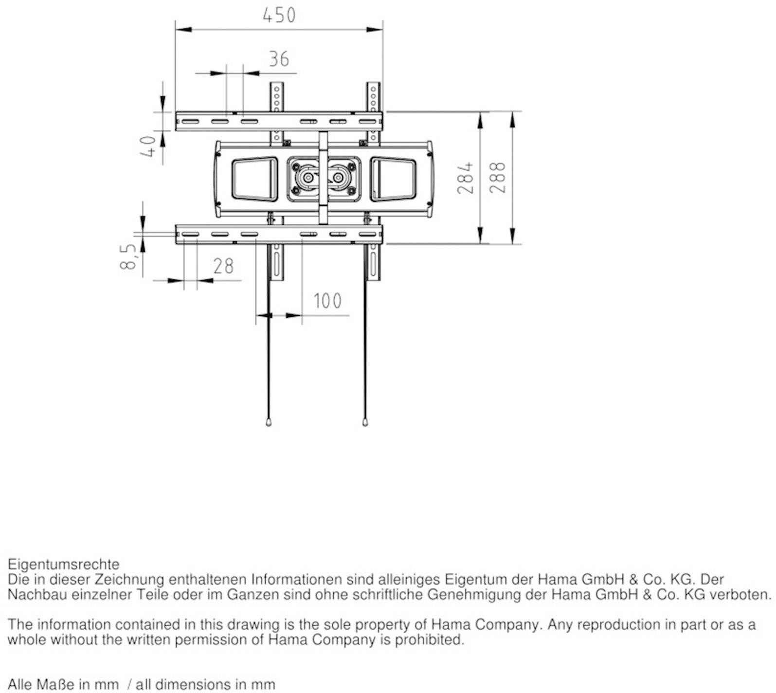 Hama 00108749 FULLMOTION "Ultraslim" TV-Wandhalterung 58,4 cm (23") - 139,7 cm (55") Neigbar, Schwenkbar, Rotierbar