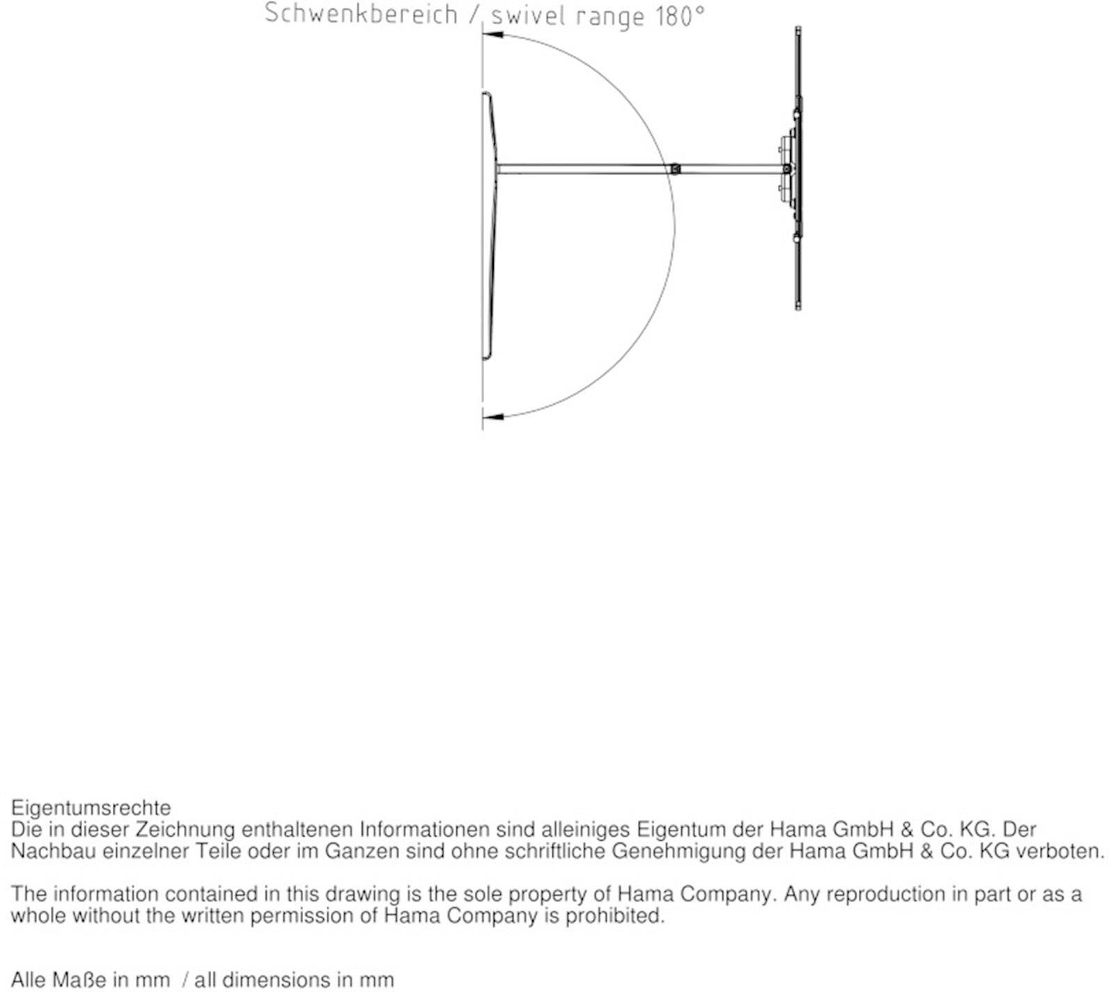 Hama 00108749 FULLMOTION "Ultraslim" TV-Wandhalterung Ausziehbar 58,4 cm (23") - 139,7 cm (55") Neigbar+Schwenkbar, Rotierbar