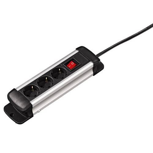 00047859 Steckdosenleiste mit Schalter 3fach Schwarz, Silber Schutzkontakt 1St.