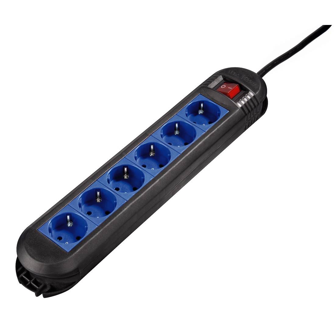 Hama 00047887 Steckdosenleiste mit Schalter 6fach Schwarz, Blau Schutzkontakt 1 St.