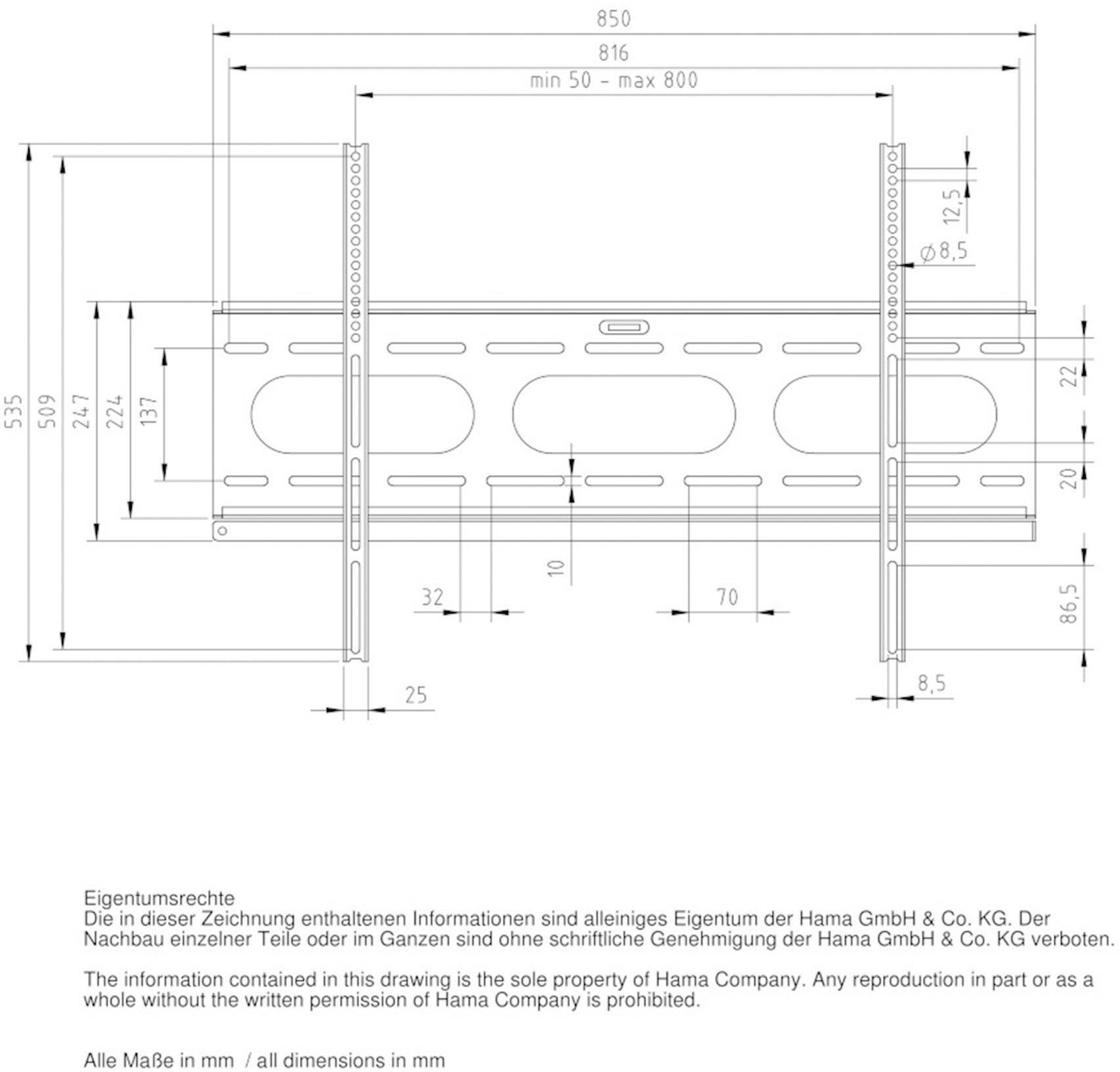 Hama FIX "Ultraslim" XL TV-Wandhalterung 94,0 cm (37") - 228,6 cm (90") Starr