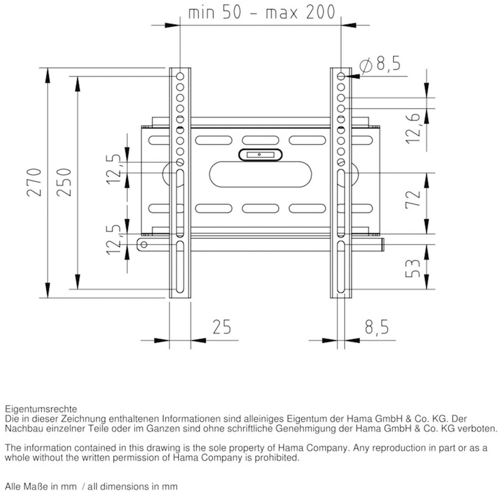 Hama TV-Wandhalterung 25,4 cm (10") - 134,6 cm (53") Starr