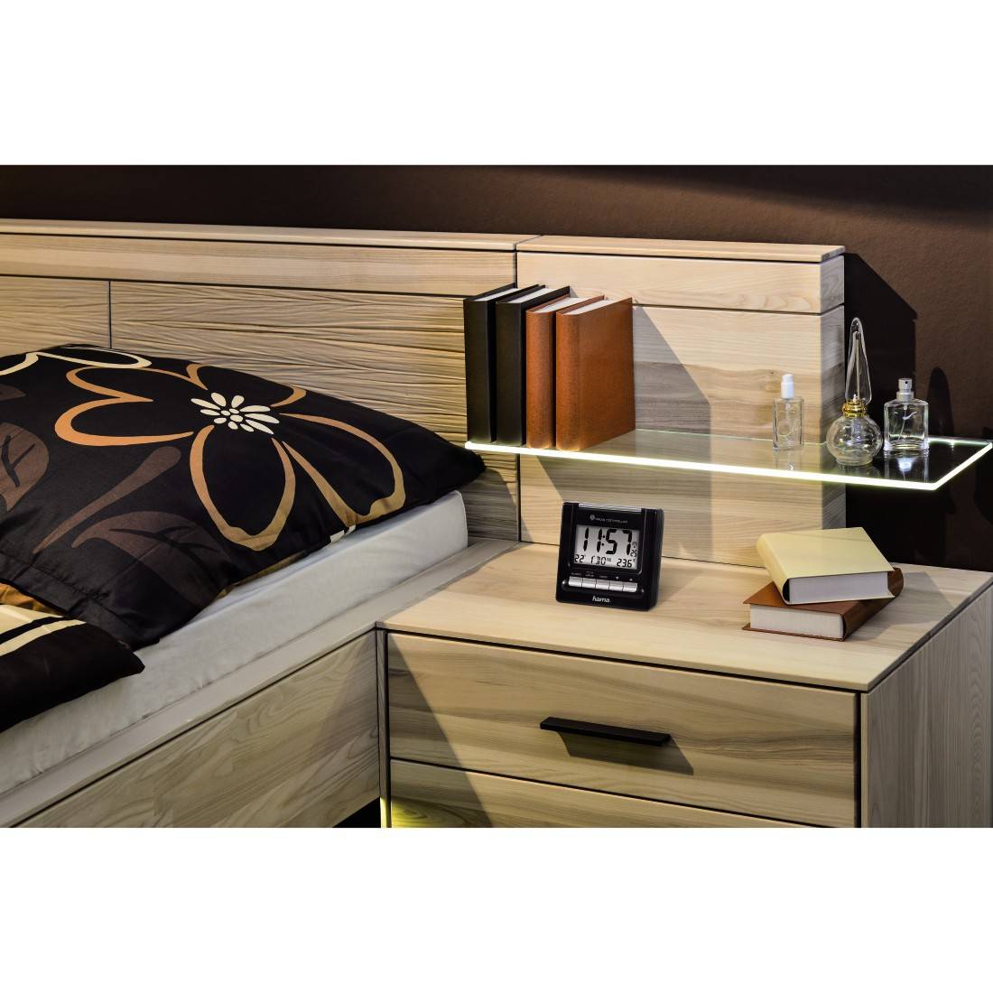 Hama 00092630 Quarz Wecker Schwarz/Silber Alarmzeiten 2