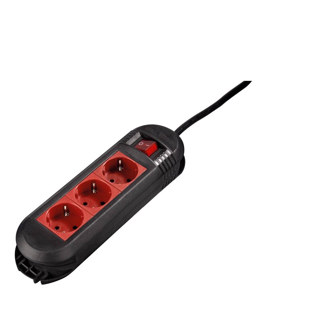 Hama 00047883 Steckdosenleiste mit Schalter 3fach Schwarz, Rot Schutzkontakt 1St.