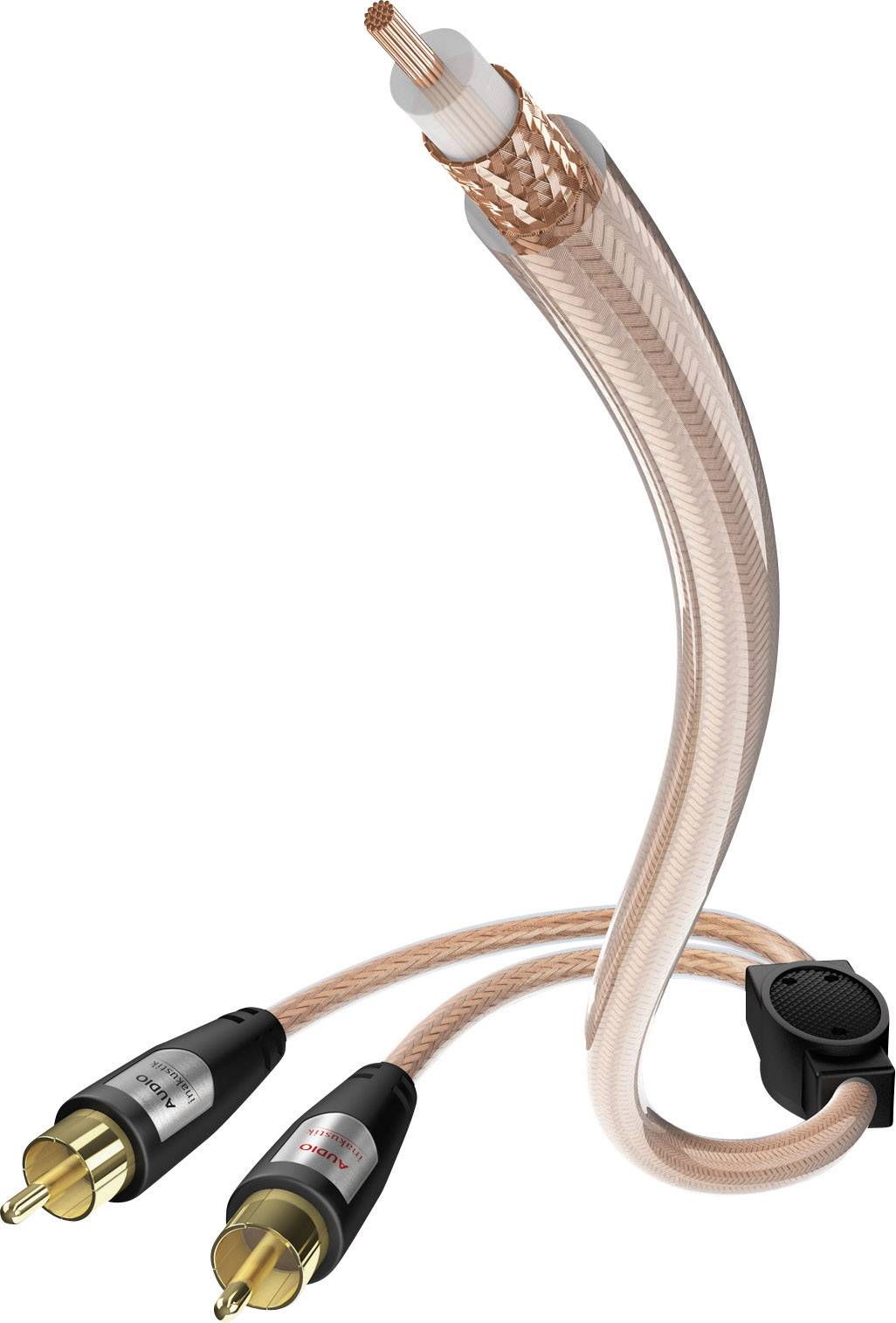 Inakustik 0030822 Cinch Audio Anschlusskabel [2x Cinch-Stecker - 1x Cinch-Stecker] 2.00 m Transparent vergoldete Steckkontakte