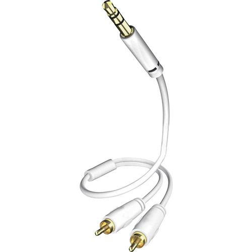 Câble audio Inakustik 003100015 [2x Cinch-RCA mâle - 1x Jack mâle 3.5 mm] 1.50 m blanc contacts dorés