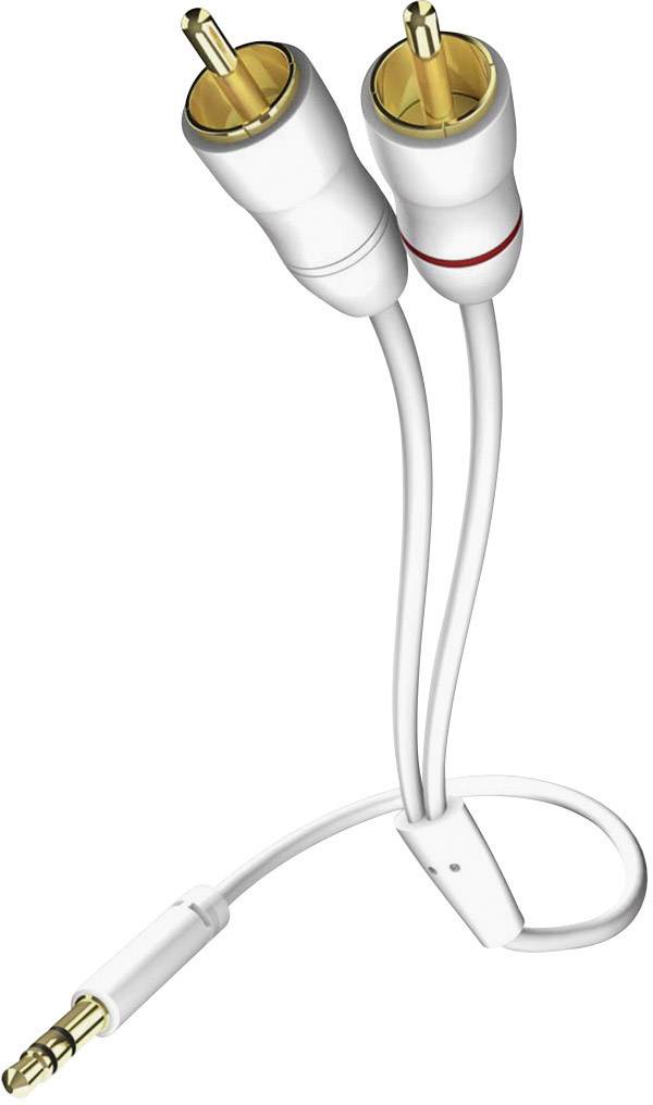 Inakustik 003100005 Cinch / Klinke Audio Anschlusskabel [2x Cinch-Stecker - 1x Klinkenstecker 3.5 mm] 0.50 m Weiß vergoldete Steckkontakte