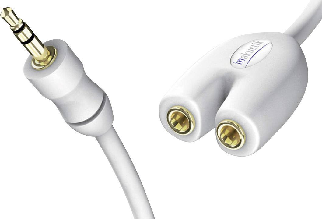 Inakustik 00310302 Klinke Audio Y-Kabel [1x Klinkenstecker 3.5 mm - 2x Klinkenbuchse 3.5 mm] 10.00 cm Weiß