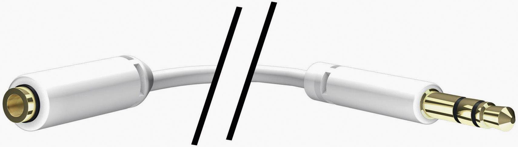 Inakustik 00310505 Klinke Audio Verlängerungskabel [1x Klinkenstecker 3.5 mm - 1x Klinkenbuchse 3.5 mm] 5.00 m Weiß vergoldete Steckkontakte
