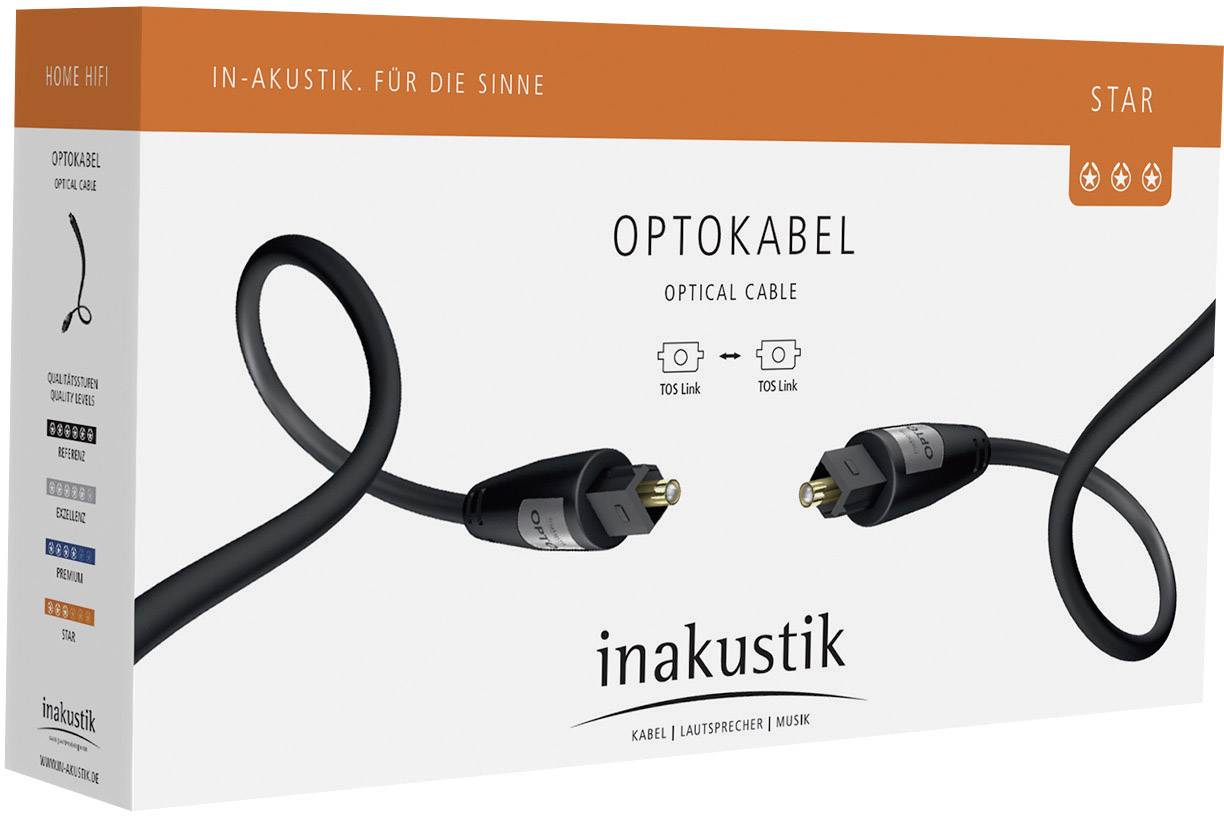 Inakustik Toslink Digital-Audio Anschlusskabel [1x Toslink-Stecker (ODT) - 1x Toslink-Stecker (ODT)] 1.50 m Schwarz