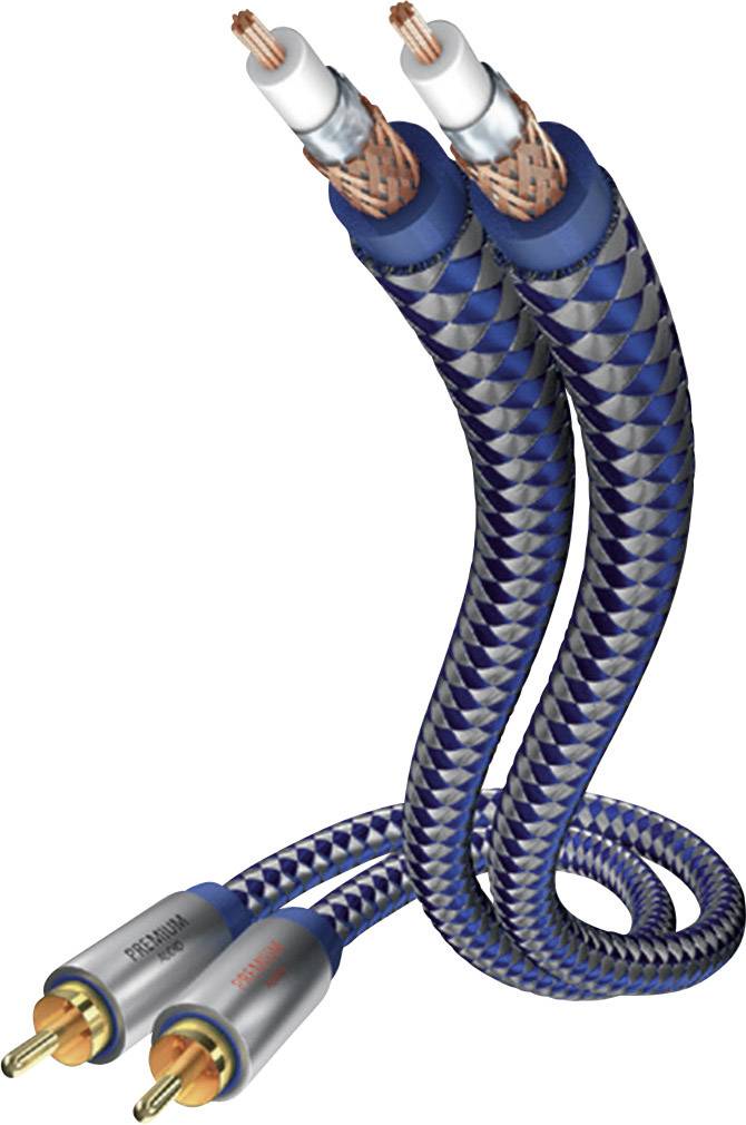 Inakustik 0040403 Cinch Audio Anschlusskabel [2x Cinch-Stecker - 2x Cinch-Stecker] 3.00 m Blau, Silber vergoldete Steckkontakte