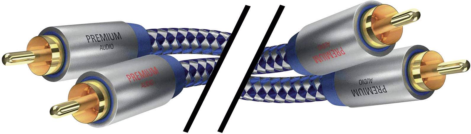 Inakustik 0040403 Cinch Audio Anschlusskabel [2x Cinch-Stecker - 2x Cinch-Stecker] 3.00 m Blau, Silber vergoldete Steckkontakte