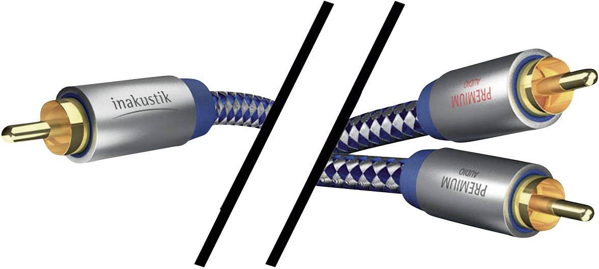 Inakustik 0040802 Cinch Audio Anschlusskabel [2x Cinch-Stecker - 1x Cinch-Stecker] 2.00 m Blau, Silber vergoldete Steckkontakte