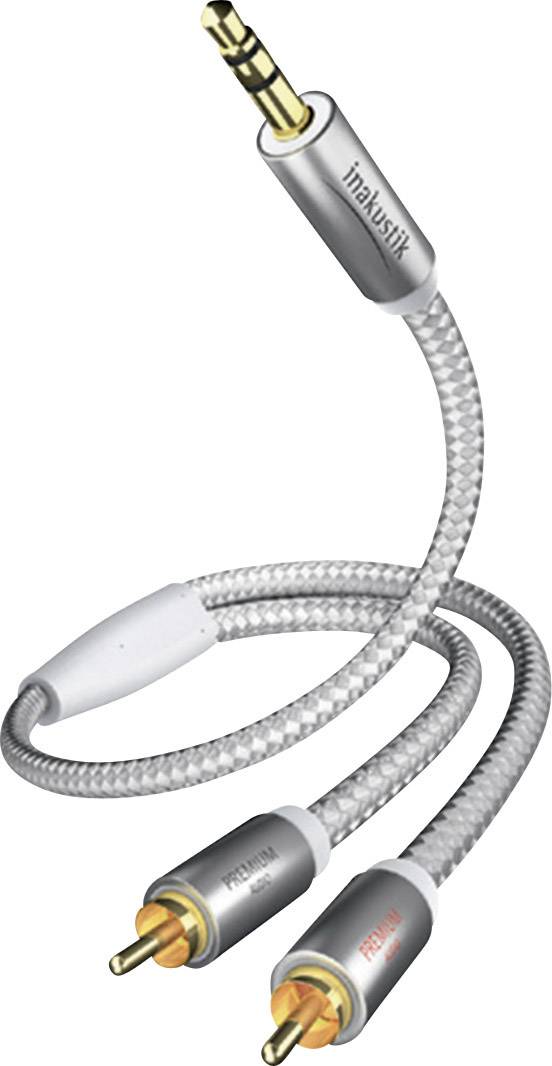 Inakustik 00410005 Cinch / Klinke Audio Anschlusskabel [2x Cinch-Stecker - 1x Klinkenstecker 3.5 mm] 5.00 m Weiß, Silber vergoldete Steckkontakte