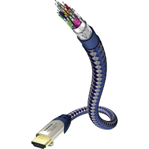 Inakustik HDMI Anschlusskabel HDMI-A Stecker, HDMI-A Stecker 1.50m Silber-Blau 00423015 Audio Return Channel, vergoldete